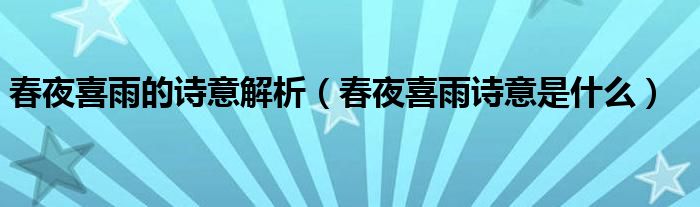 春夜喜雨的詩意解析（春夜喜雨詩意是什么）