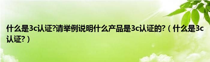 什么是3c認證?請舉例說明什么產(chǎn)品是3c認證的?（什么是3c認證?）