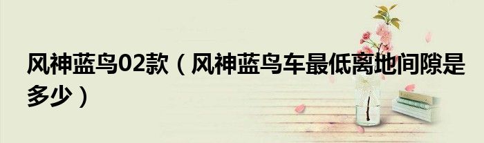 風(fēng)神藍(lán)鳥02款（風(fēng)神藍(lán)鳥車最低離地間隙是多少）