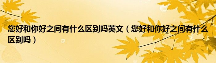 您好和你好之間有什么區(qū)別嗎英文（您好和你好之間有什么區(qū)別嗎）