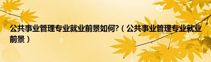 公共事業(yè)管理專業(yè)就業(yè)前景如何?（公共事業(yè)管理專業(yè)就業(yè)前景）
