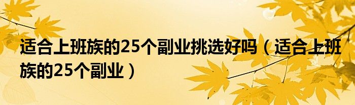 適合上班族的25個副業(yè)挑選好嗎（適合上班族的25個副業(yè)）