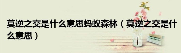 莫逆之交是什么意思螞蟻森林（莫逆之交是什么意思）