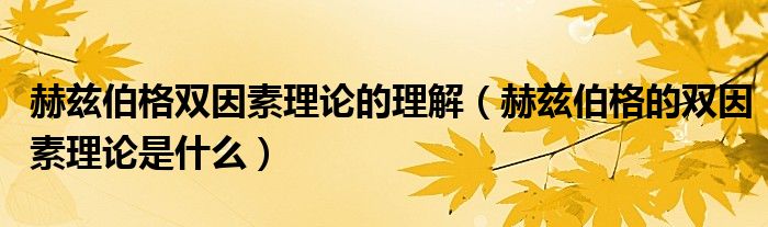 赫茲伯格雙因素理論的理解（赫茲伯格的雙因素理論是什么）