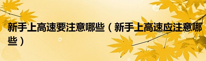 新手上高速要注意哪些（新手上高速應(yīng)注意哪些）