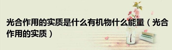 光合作用的實質(zhì)是什么有機物什么能量（光合作用的實質(zhì)）