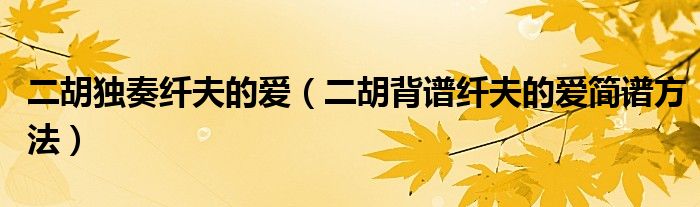 二胡獨(dú)奏纖夫的愛（二胡背譜纖夫的愛簡譜方法）