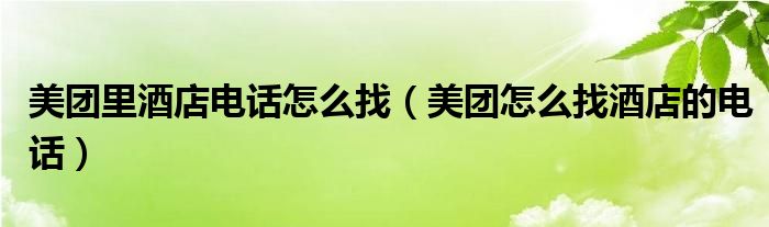 美團(tuán)里酒店電話怎么找（美團(tuán)怎么找酒店的電話）