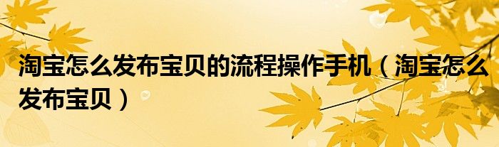 淘寶怎么發(fā)布寶貝的流程操作手機(jī)（淘寶怎么發(fā)布寶貝）