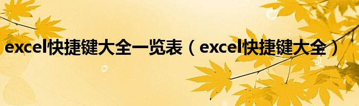 excel快捷鍵大全一覽表（excel快捷鍵大全）