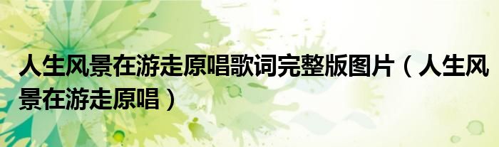 人生風景在游走原唱歌詞完整版圖片（人生風景在游走原唱）