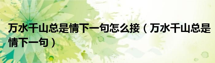 萬水千山總是情下一句怎么接（萬水千山總是情下一句）