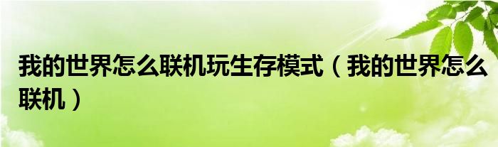 我的世界怎么聯(lián)機(jī)玩生存模式（我的世界怎么聯(lián)機(jī)）