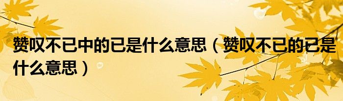 贊嘆不已中的已是什么意思（贊嘆不已的已是什么意思）
