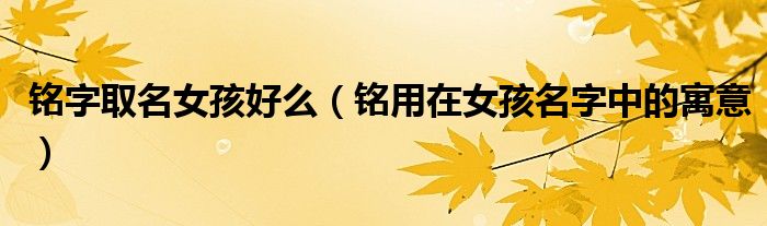 銘字取名女孩好么（銘用在女孩名字中的寓意）