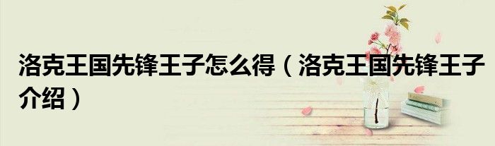 洛克王國先鋒王子怎么得（洛克王國先鋒王子介紹）