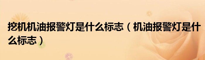 挖機機油報警燈是什么標志（機油報警燈是什么標志）