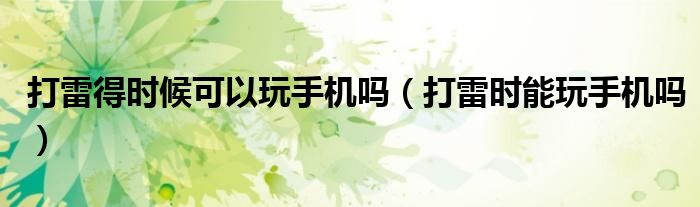 打雷得時候可以玩手機嗎（打雷時能玩手機嗎）