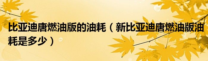 比亞迪唐燃油版的油耗（新比亞迪唐燃油版油耗是多少）