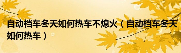自動(dòng)檔車冬天如何熱車不熄火（自動(dòng)檔車冬天如何熱車）
