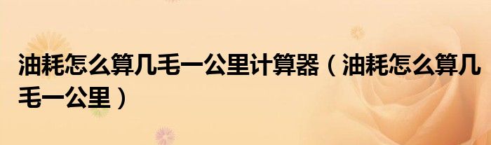 油耗怎么算幾毛一公里計(jì)算器（油耗怎么算幾毛一公里）