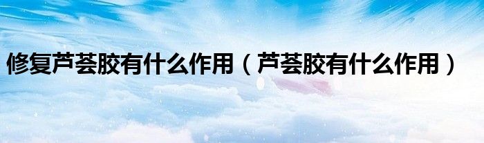 修復蘆薈膠有什么作用（蘆薈膠有什么作用）
