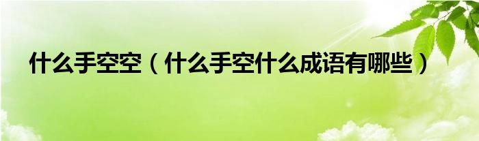 什么手空空（什么手空什么成語有哪些）