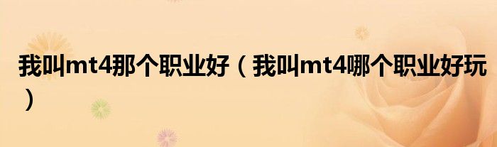 我叫mt4那個職業(yè)好（我叫mt4哪個職業(yè)好玩）