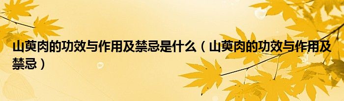 山萸肉的功效與作用及禁忌是什么（山萸肉的功效與作用及禁忌）