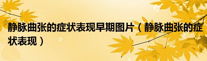 靜脈曲張的癥狀表現(xiàn)早期圖片（靜脈曲張的癥狀表現(xiàn)）