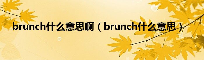 brunch什么意思?。╞runch什么意思）