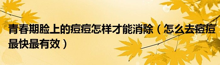 青春期臉上的痘痘怎樣才能消除（怎么去痘痘最快最有效）