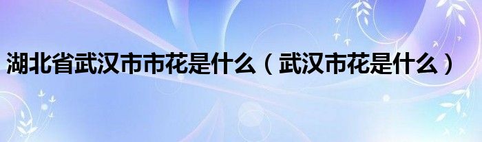 湖北省武漢市市花是什么（武漢市花是什么）