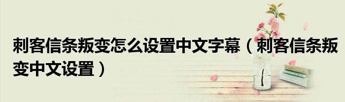 刺客信條叛變怎么設(shè)置中文字幕（刺客信條叛變中文設(shè)置）