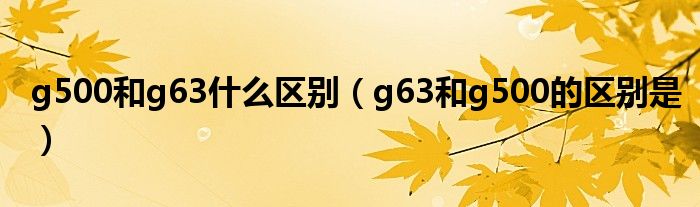 g500和g63什么區(qū)別（g63和g500的區(qū)別是）