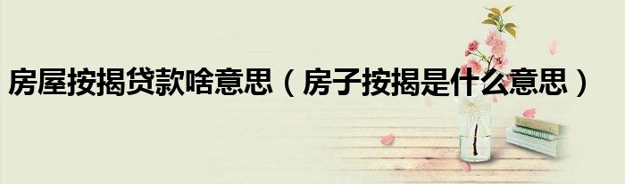 房屋按揭貸款啥意思（房子按揭是什么意思）