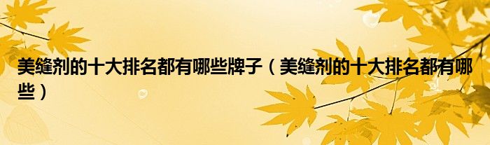 美縫劑的十大排名都有哪些牌子（美縫劑的十大排名都有哪些）