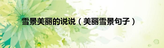 雪景美麗的說說（美麗雪景句子）