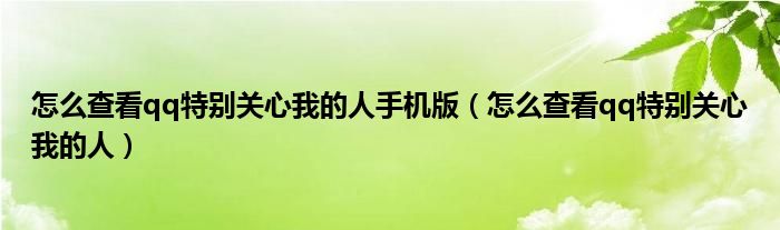怎么查看qq特別關(guān)心我的人手機(jī)版（怎么查看qq特別關(guān)心我的人）