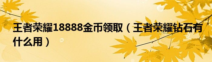 王者榮耀18888金幣領?。ㄍ跽邩s耀鉆石有什么用）
