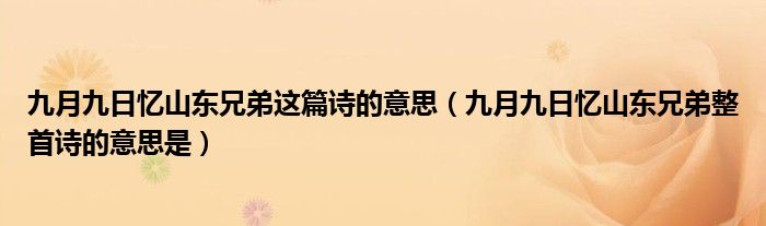 九月九日憶山東兄弟這篇詩(shī)的意思（九月九日憶山東兄弟整首詩(shī)的意思是）