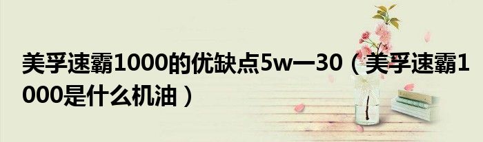 美孚速霸1000的優(yōu)缺點5w一30（美孚速霸1000是什么機油）