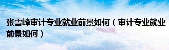 張雪峰審計(jì)專業(yè)就業(yè)前景如何（審計(jì)專業(yè)就業(yè)前景如何）