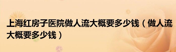 上海紅房子醫(yī)院做人流大概要多少錢（做人流大概要多少錢）