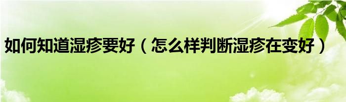 如何知道濕疹要好（怎么樣判斷濕疹在變好）