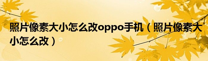照片像素大小怎么改oppo手機(jī)（照片像素大小怎么改）