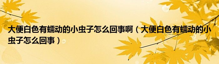 大便白色有蠕動的小蟲子怎么回事?。ù蟊惆咨腥鋭拥男∠x子怎么回事）