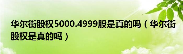 華爾街股權(quán)5000.4999股是真的嗎（華爾街股權(quán)是真的嗎）