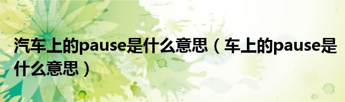 汽車上的pause是什么意思（車上的pause是什么意思）