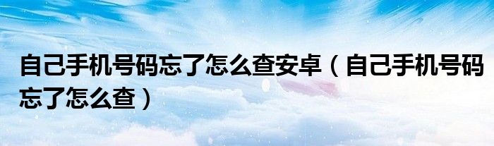 自己手機號碼忘了怎么查安卓（自己手機號碼忘了怎么查）